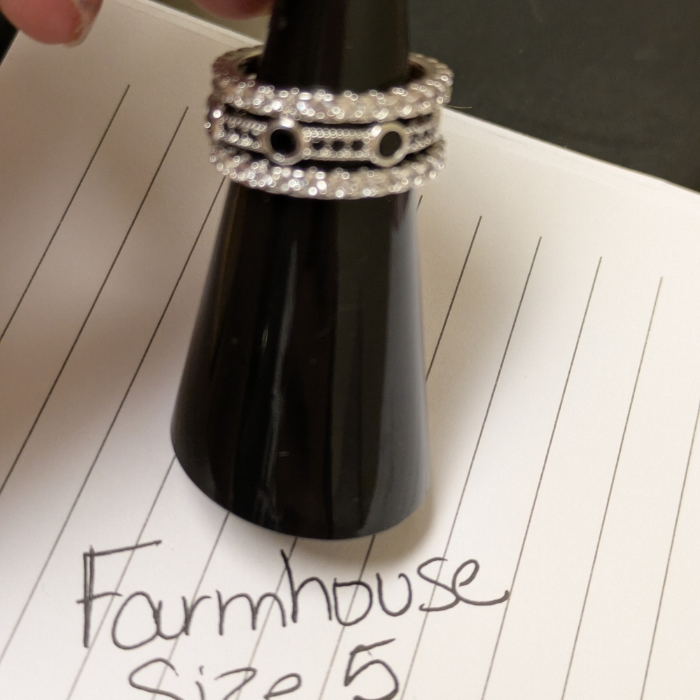 Farmhouse Silver Ring with Black Accents